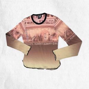 Cop copine mesh RARE humpy dumpy renaissance Brown and pink graphic long sleeve